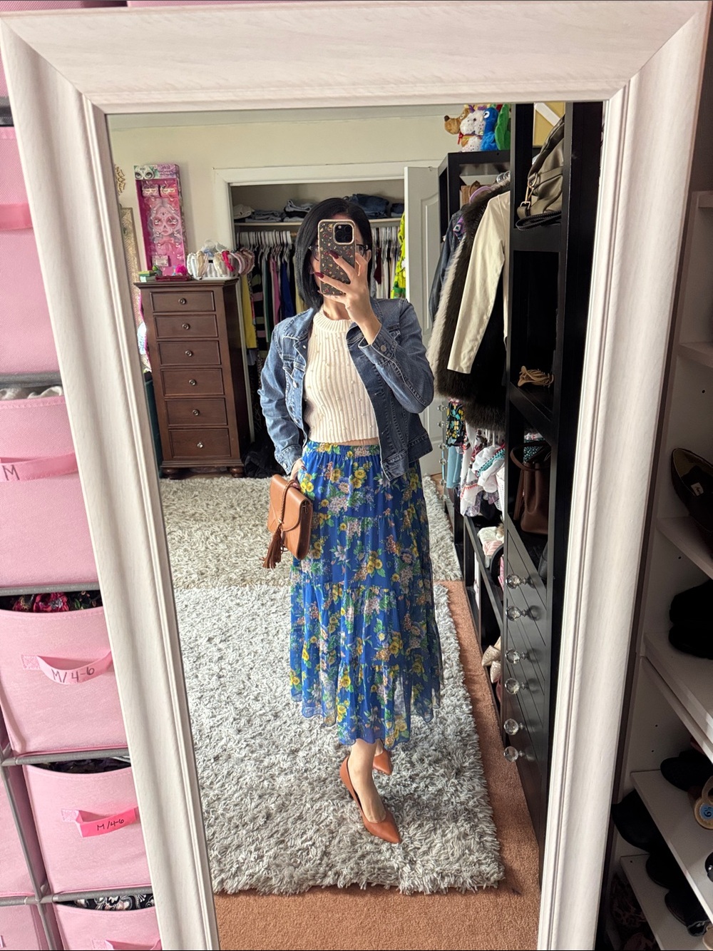 Blue Floral Tiered Maxi Skirt - Women's